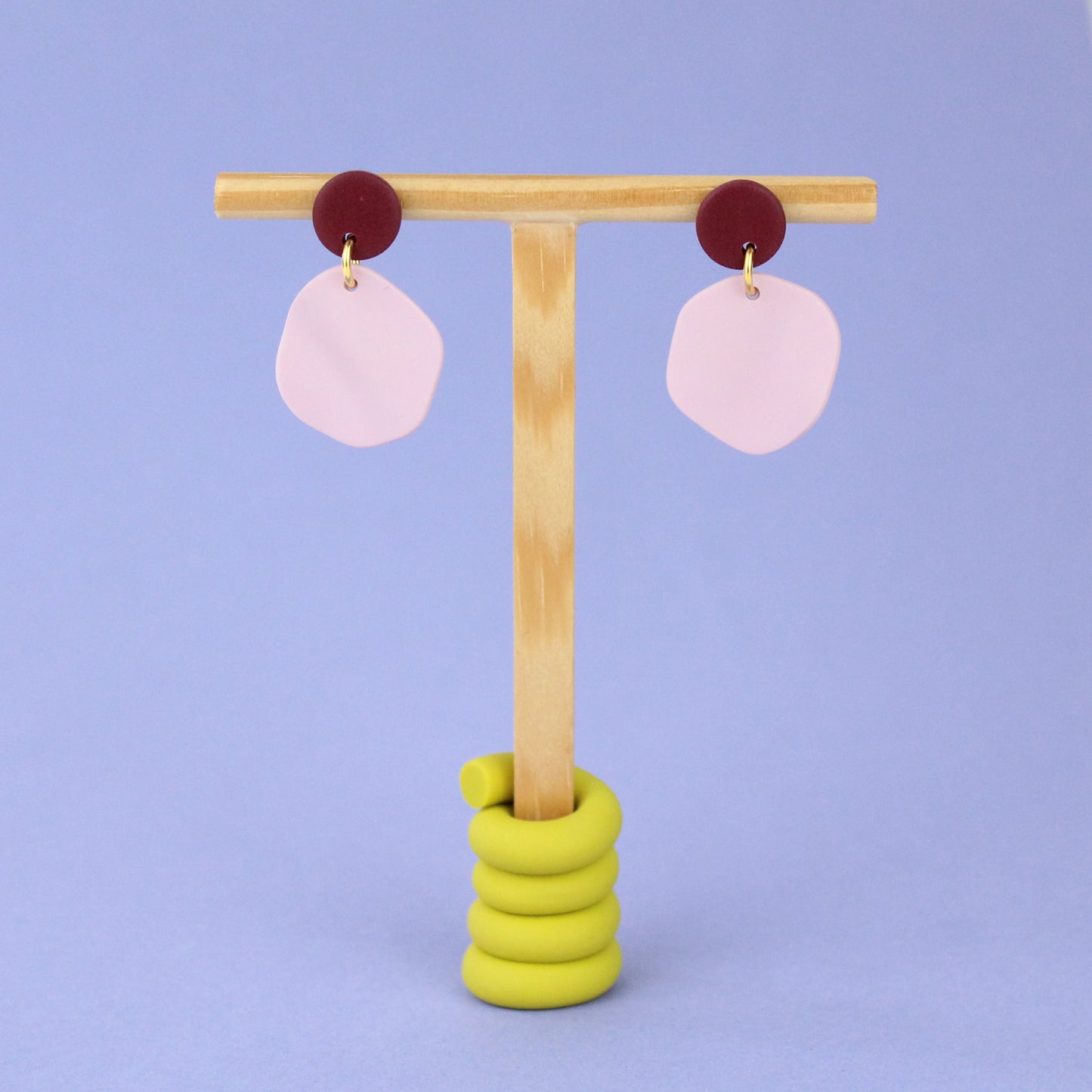 Colorblock Ohrringe – dunkelrot & rosa