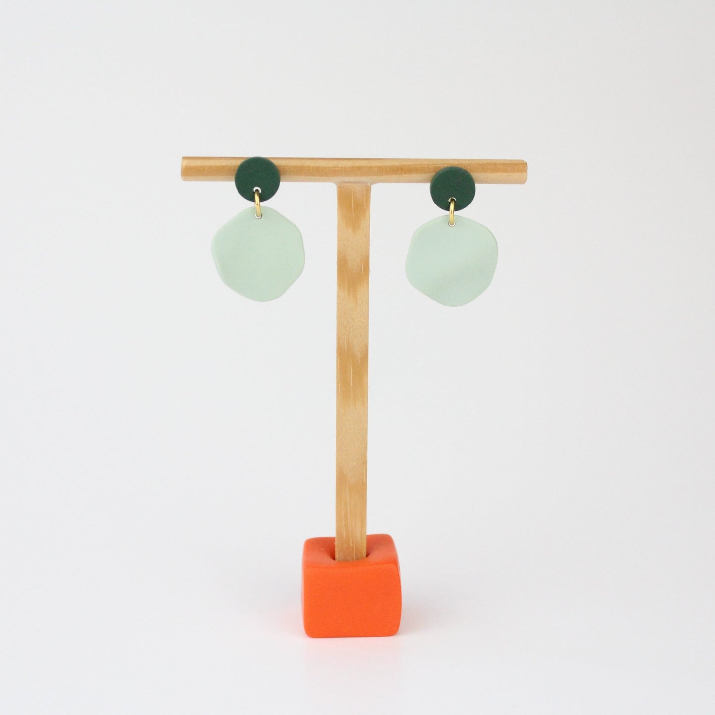 Colorblock Ohrringe – dunkelgrün & salbeigrün