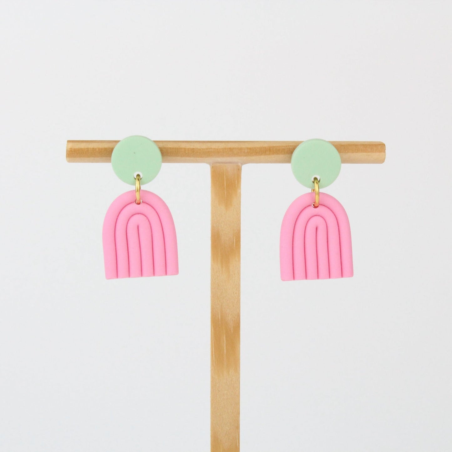 Colorblock Ohrringe – Mini Archie Ohrringe – grün & pink