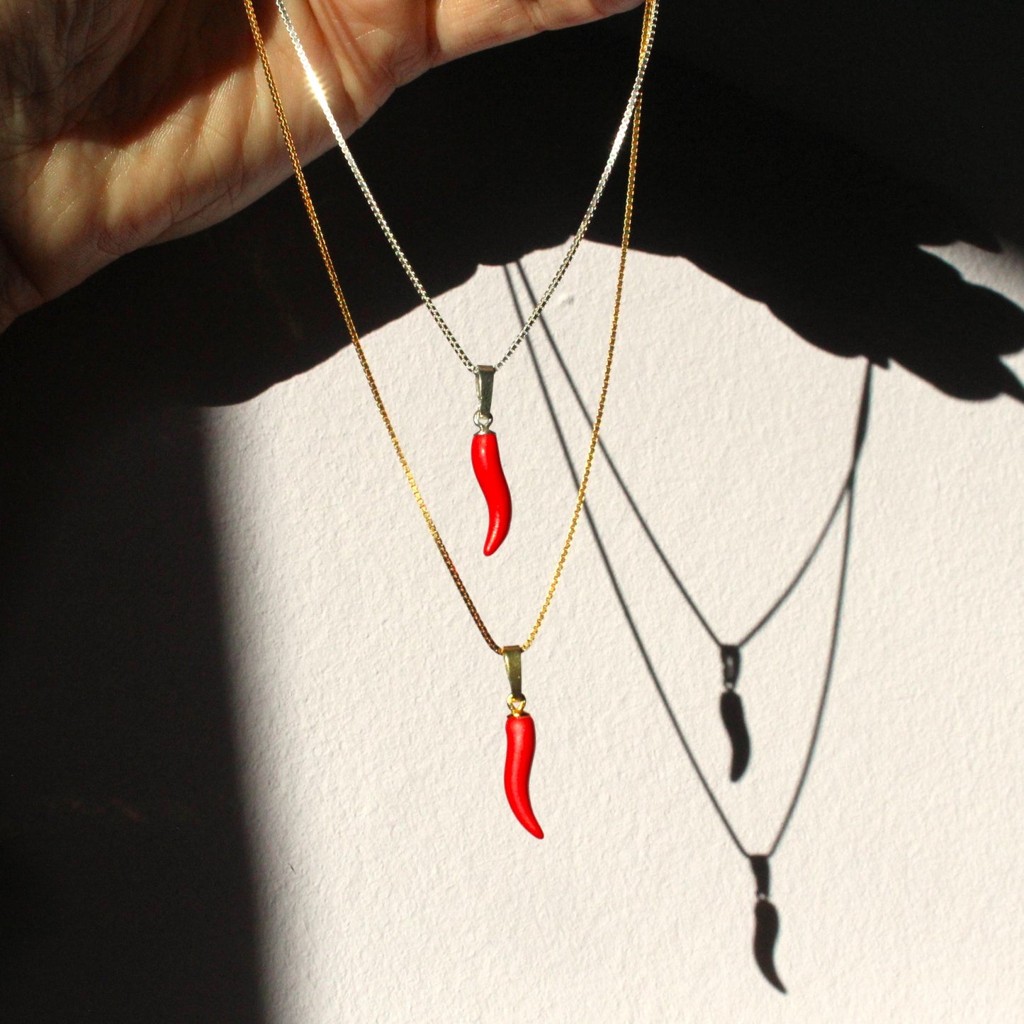 Cornicello Anhänger mit Kette in Gold und Silber