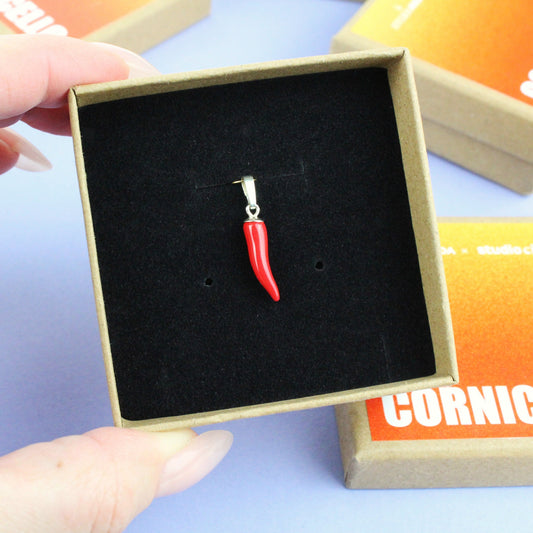 Cornicello Anhänger in sllber in Schmuckbox