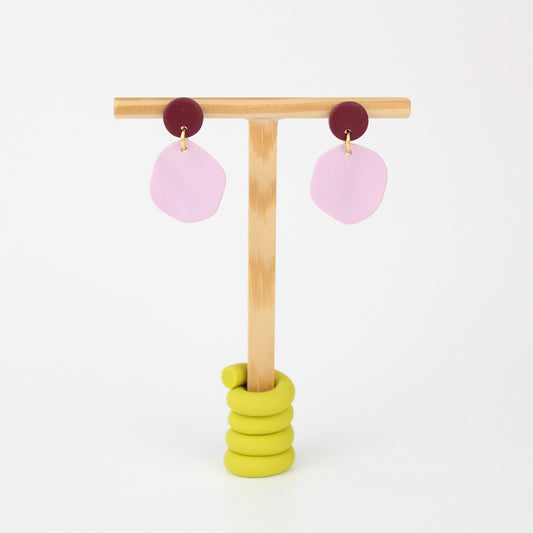 Colorblock Ohrringe – dunkelrot & rosa