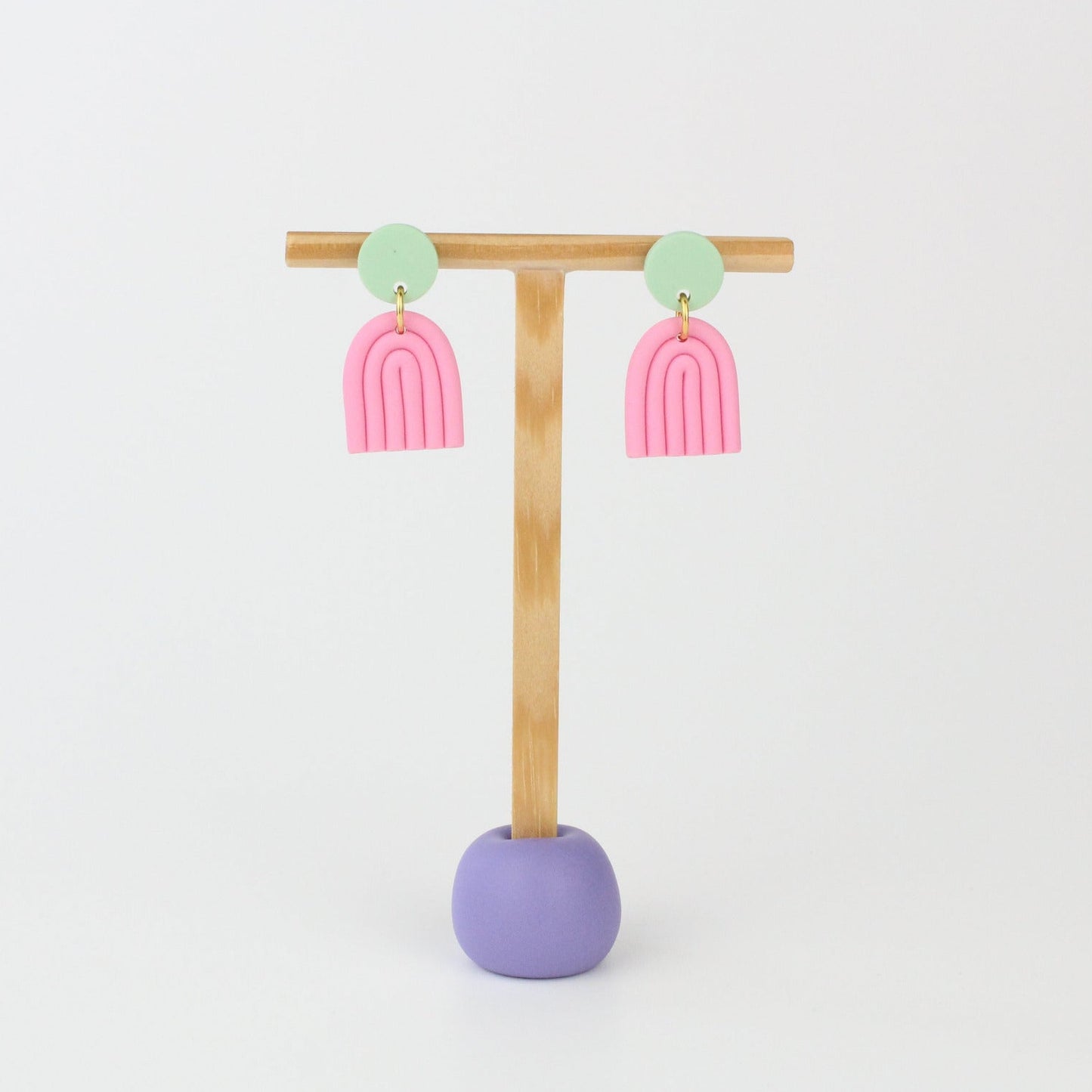 Colorblock Ohrringe – Mini Archie Ohrringe – grün & pink