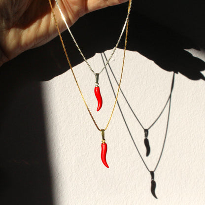 Cornicello Anhänger mit Kette in Gold und Silber