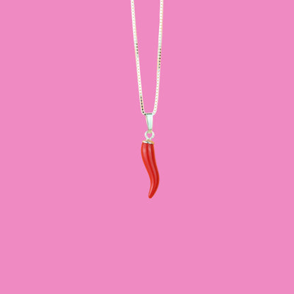 Cornicello Anhänger mit Kette in silber