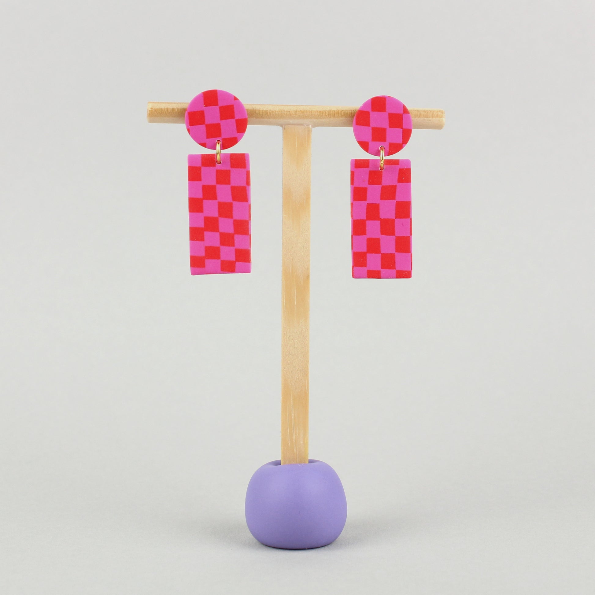 Ohrringe | rot-pink gekachelt - Atelier Anda